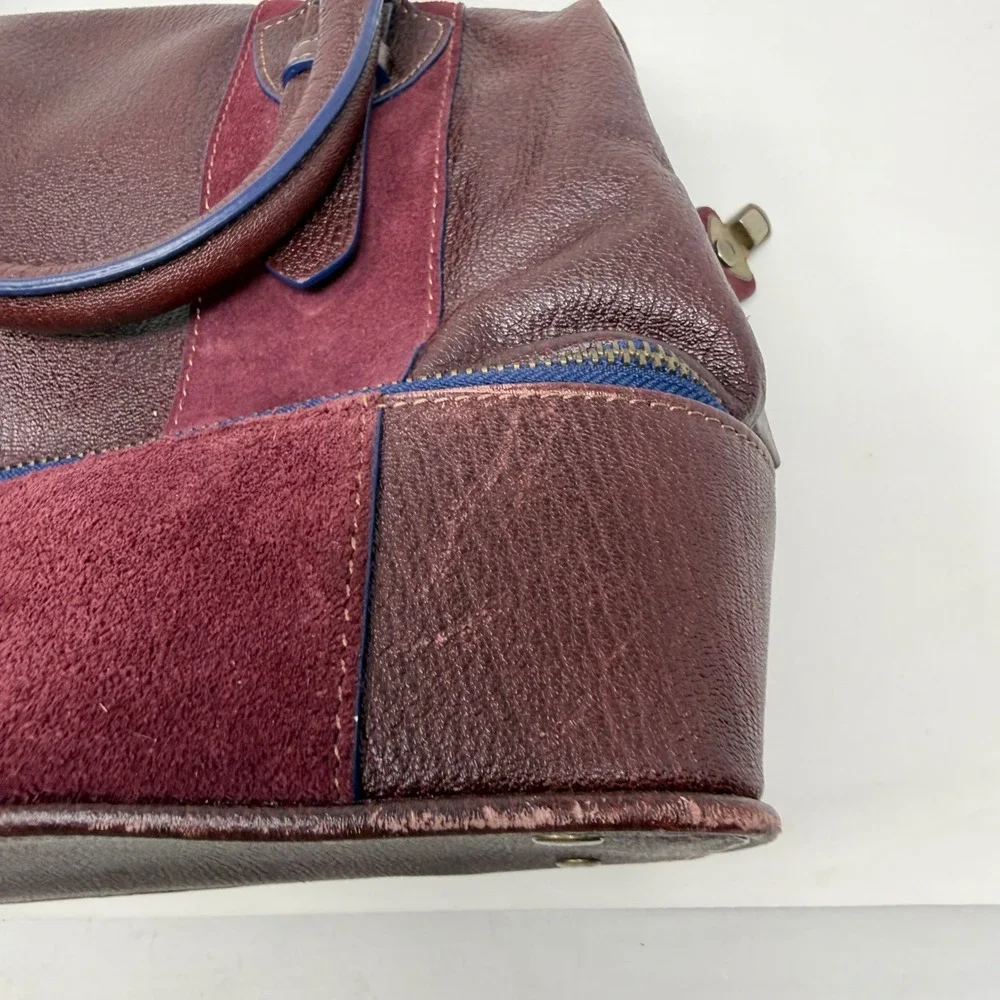 Schuler & Sons Anthropologie retro Burgundy Pebbled Leather Suede Doctor Bag